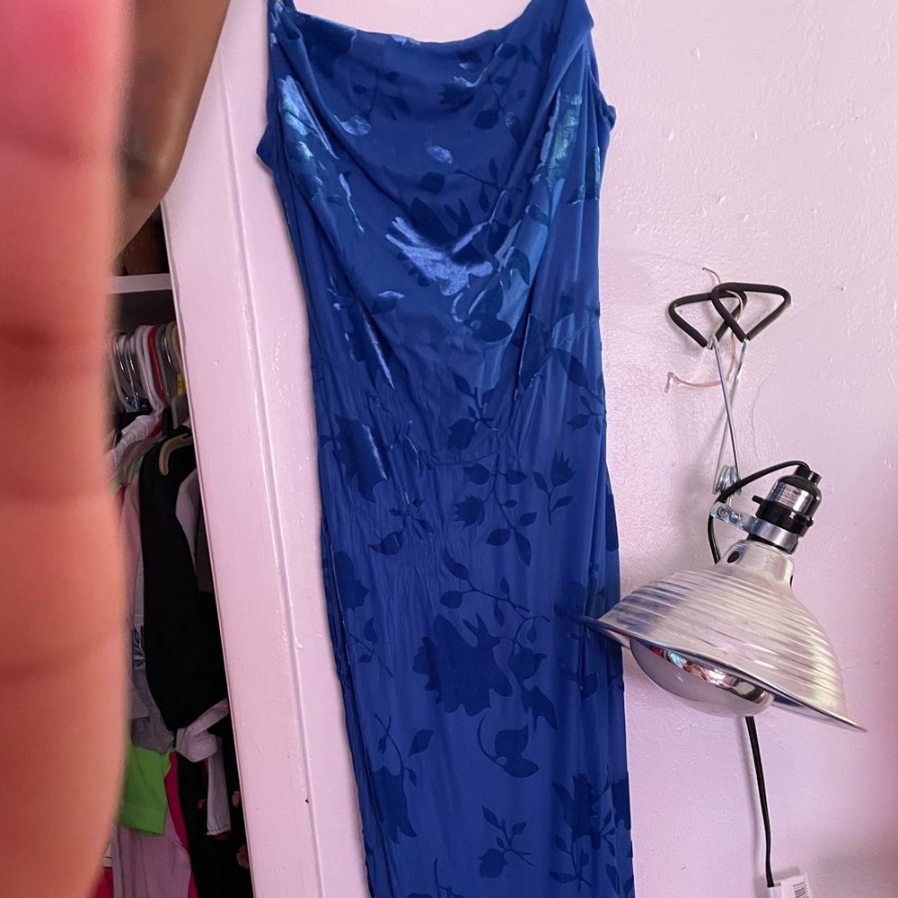 Blue long prom dress